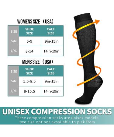 COOLOVER Compression Socks: 3 Pairs for Women and Men - Running, Athletic, Nursing, Travel - Black, Large-X-Large - Buy Online on GoSupps.com