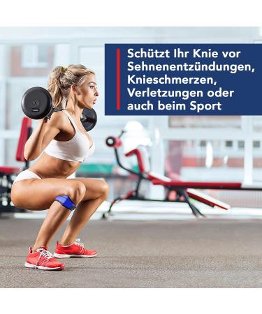 Patella Tendon Bandage - Adjustable Knee Support for Meniscus & Tendonitis | Designed by Doctors - Blue Single Pack - Buy Online on GoSupps.com