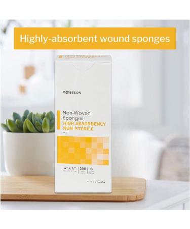 McKesson Non-Woven Sponges 4x4 Inch, 200 Count - High Absorbency, Polyester/Rayon, 4-Ply, Non-Sterile - Buy Online on GoSupps.com