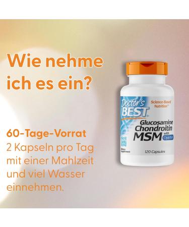 Buy Doctor's Best Glucosamine Chondroitin MSM - 120 Capsules - Gluten-Free Non-GMO Optimized for Joint Health - International Shipping Available - Buy Online on GoSupps.com