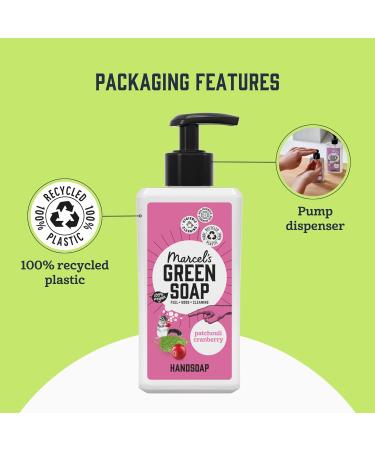 Marcel's Green Soap - Hand Soap Patchouli & Cranberry 250ml Eco-Friendly Vegan Handwash Dispenser - Buy Online on GoSupps.com