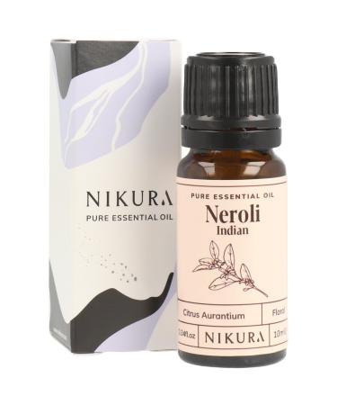 Nikura Neroli (Indian) Essential Oil - 10ml | 100% Pure Natural Oils | Perfect for Aromatherapy Diffusers Soap Making Candle Making | Great for Skin Headache Relief | Vegan & UK Made 10 ml (Pack of 1)
