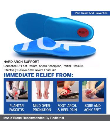 TOPSOLE Plantar Fasciitis Arch Support Insoles for Men Women - Pain Relief Orthotics Shoe Inserts for Flat Feet, High Arch, Heel Pain, Metatarsalgia - Heavy Duty Support for Work Boots - Size Men's 10-10.5 / Women's - Buy Online on GoSupps.com