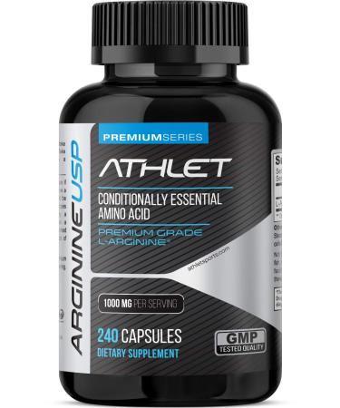 L-Arginine 1000 mg 240 Caps - Supports High Potency Nitric Oxide Levels Blood Flow Improve Energy Endurance for Men and Women