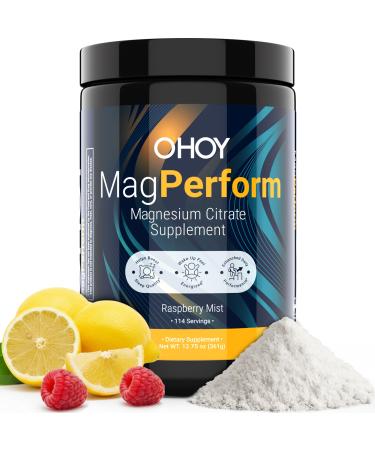 MagPerform Magnesium Citrate Powder - Natural Calm & Anti-Stress Drink Mix Supports Relaxation Restful Sleep & Calm Mornings - Non-GMO Vegan & Gluten-Free - Sugar Free Raspberry Lemon 114 Servings