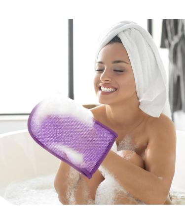 Beaupretty 2pcs Exfoliating Mitts - Shower Gloves for Dead Skin Removal | Purple Bathing Scrubbers - International Shipping Available - Buy Online on GoSupps.com
