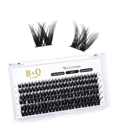 Eyelash individually 72 PCs B & Q eyelashes DIY individual eyelashes for beginners reusable eyelash bushes wispy fluffy single eyelashes for eyelash extensions at home (B17 D-10mm) D-10 mm B 17