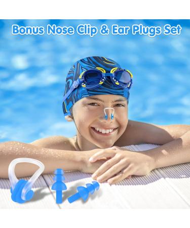 Buy Bath Cap Set for Kids | Comfortable Swimming Cap & Goggles | Ages 5-12 | Bath Hood for Boys & Girls - Buy Online on GoSupps.com