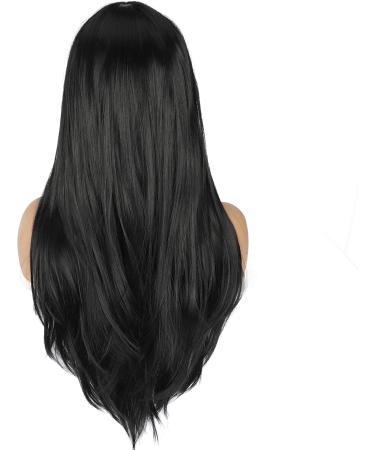 PORSMEER 32 Inch/80cm Long Black Wigs for Women Layered Straight Synthetic Heat Resistant Hair Wig with Fringe for Ladies Cosplay Party Halloween Costume Anime - Buy Online on GoSupps.com