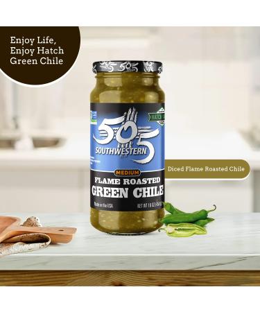 505 Southwestern 16oz jars Diced Flame Roasted Green Chile - Medium (2 pack) with Recipes by Beying Malleyteen - Buy Online on GoSupps.com