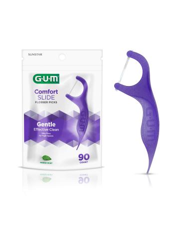 GUM Comfort Slide Flossers for Tight Spaces, Fresh Mint, Dental Floss Picks, 90 Count