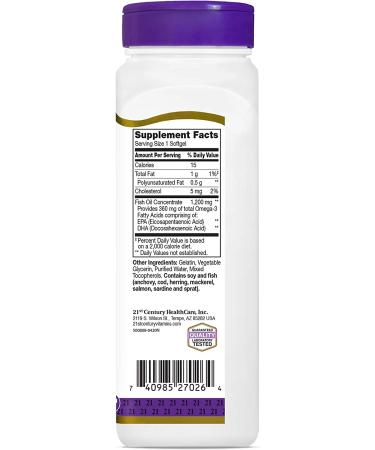 21st Century Fish Oil 1200 mg - 90 Softgels for Heart & Joint Health - Buy Online on GoSupps.com