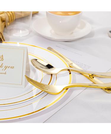 N9R 500PCS Gold Plastic Silverware Set - Disposable Gold Cutlery for Party, Wedding - 200 Forks, 150 Spoons, 150 Knives - Gold Utensils - 500 Pack - Buy Online on GoSupps.com