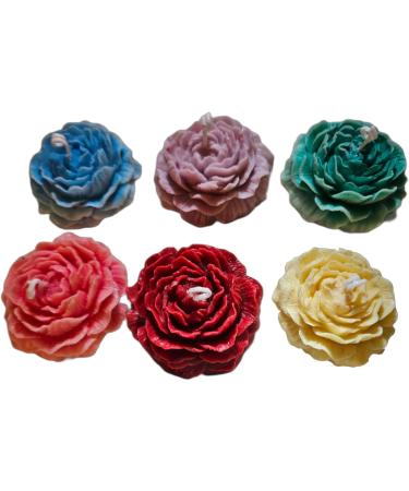 Set of 6 Beautiful Peony Flower-Shaped Scented Candles | Perfect for Special Occasions | International Shipping Available - Buy Online on GoSupps.com