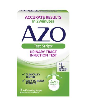AZO Urinary Tract Infection (UTI) Test Strips, Accurate Results in 2 Minutes, Clinically Tested, Easy to Read Results, Clean Grip Handle, #1 Most Trusted Brand, 3 Count UTI Test Kit