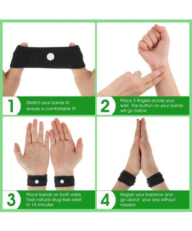 Disorder 4-Pair Acupressure Bracelets for Nausea Relief - Anti-Nausea Bands for Children & Adults | Perfect for Seasickness Pregnancy & Flying - Buy Online on GoSupps.com