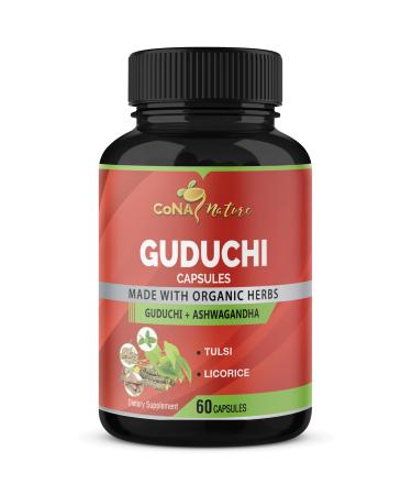 Cona Nature Organic Giloy Guduchi Extract Capsules & Ashwagandha Licorice Holy Basil | Immune Booster