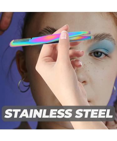Beaupretty Eyebrow Tweezers Slanted Eyebrow Tweezers with Comb Stainless Steel Slanted Tip Tweezers Precision Tweezers Set - Buy Online on GoSupps.com