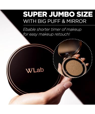 W.LAB Selfie Big Cover Cushion Foundation - Matte Finish SPF50+ PA+++ Sun Protection with Big Cushion Puff & Mirror - 0.85 fl.oz. (21 Selfie Light) - Buy Online on GoSupps.com