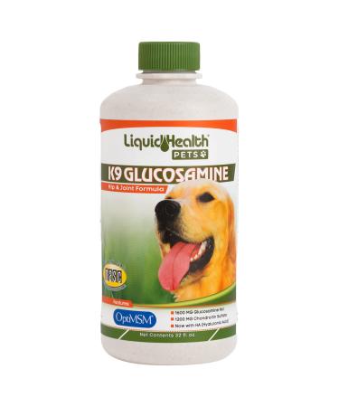 LIQUIDHEALTH 32 Oz K9 Liquid Glucosamine for Dogs, Puppies and Senior Canines - Chondroitin, MSM, Hyaluronic Acid – Joint Health, Dog Vitamins Hip Joint Juice, Dog Joint Oil