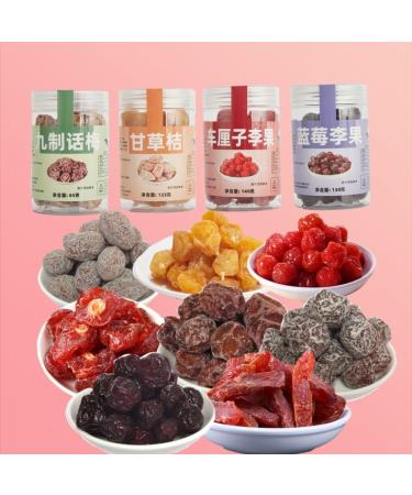 Sour and Sweet Plum Snacks Canned Preserved Plum Snacks Fruit Snacks Dried Plum Cherries and Strawberry Fruits Prunes Healthy Snack Gift Candies Sweets Dessert (Dried Strawberry 130g 2cans) Dried Strawberry 130g 2cans - Buy Online on GoSupps.com