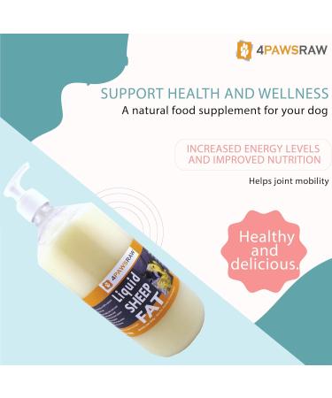 4PAWSRAW Liquid Sheep Fat 100% natural food supplement for your dog (1 Litre) - Buy Online on GoSupps.com