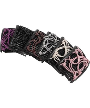 Magic Elastic Hair Clips Purple Beige Coffee Pink Silver Black Adjustable No Crease Magic Hair Comb for Women Girls for Thick Thin Hair - Buy Online on GoSupps.com