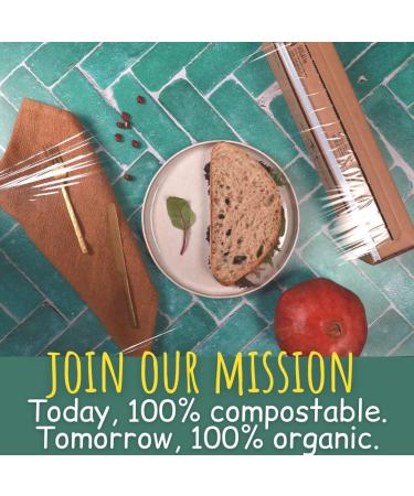 100% Compostable Plastic Wrap Dispenser - 656ft XXL Size with Cutter - Eco-Friendly PLA/PBAT Cling Wrap - BPA-Free Saran Wrap for Food Preservation - Buy Online on GoSupps.com