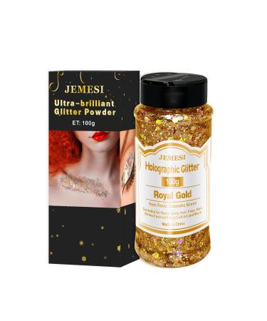Buy HOLOGRAPHIC CHIC Chunky Glitter | 100g Gold Sequins for Crafts Resin Face Nail Art & Festivals - International Shipping Available - Buy Online on GoSupps.com
