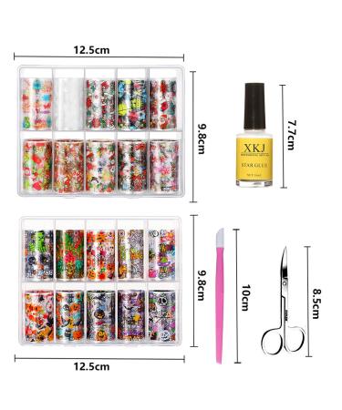 Kalolary 20 Rolls Nail Foil & Glue - Holographic Starry Sky Stars Transfer Stickers for DIY Nail Art Decoration - Buy Online on GoSupps.com
