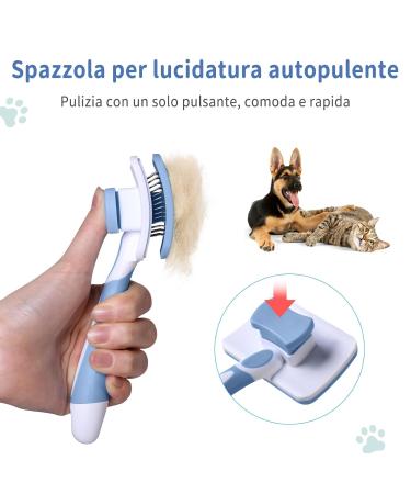 Vinabo Self-Cleaning Dog & Cat Brush - Perfect for Long & Short Haired Pets - Remove Undercoat Effortlessly - Blue - Buy Online on GoSupps.com