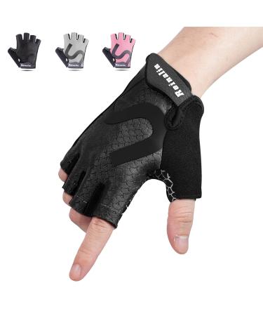Reinalin Bicycle gloves Half-Finger Men Women Gel shock absorption fitness gloves Breathable anti-slip wheel gloves L black new