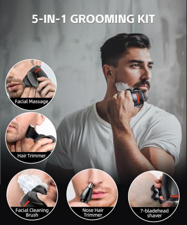 Head Shavers for Bald Men | 7D Magnetic Electric Razor | Waterproof & Rechargeable 5-in-1 Grooming Kit - Buy Online on GoSupps.com
