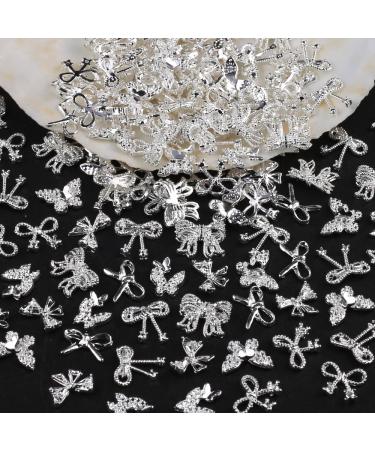 50 Pieces 3D Alloy Bow & Butterfly Nail Charms - Silver Nail Art Decorations for Stunning Nail Designs - Buy Online on GoSupps.com