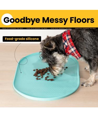 Conlun Bowl Pad for Dogs & Cats - BPA-Free Silicone Feed Mat with High Edges (Turquoise 48x30cm) - Spill-Proof Rubber Dog Bowl Pad - Buy Online on GoSupps.com