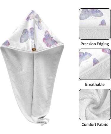 Butterflies Dry Hair Cap Set - 2 Piece Quick Drying Towel & Button Headband | Super Absorbent Soft & Comfortable for All Hair Types - Buy Online on GoSupps.com