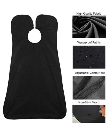 Leaflai Beard Apron & Non-Stick Hair Catcher with Suction Cups - Black | Waterproof Cape Grooming Set for Men, Ideal Christmas Gift - Buy Online on GoSupps.com