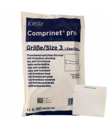 Comprinet Pro Anti-Thrombosis Compression Stockings Thigh Length Size 3 (1 Pair) + usy Block