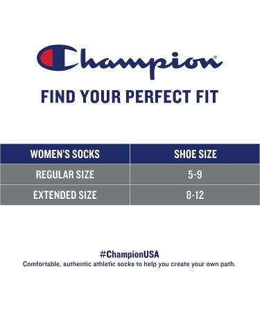 Champion Women's Double Dry Socks 6-Pack - Crew, Ankle, No Show - White/Grey/Black 5-9 - Buy Online on GoSupps.com