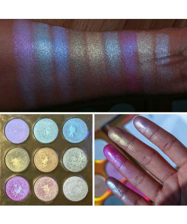 UCANBE Kaleidoscope Holographic Highlighter Makeup Palette - 9 Color Polarized Shimmer Illuminating Glow Set - Buy Online on GoSupps.com