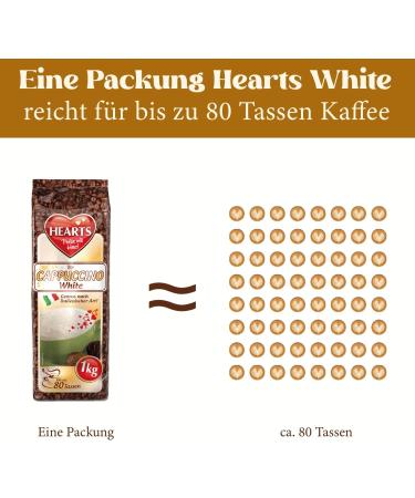 Hearts Cappuccino White Line 2 pack (2 x 1 kg) vanilla flavour instant coffee powder for 80 cups slightly soluble - Buy Online on GoSupps.com