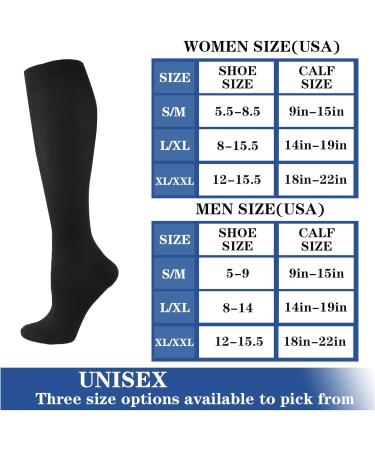 6 Pairs Compression Socks for Men & Women | 20-30 mmHg Knee High Support for Running Cycling Hiking & Medical - Black & Khaki L-XL - Buy Online on GoSupps.com