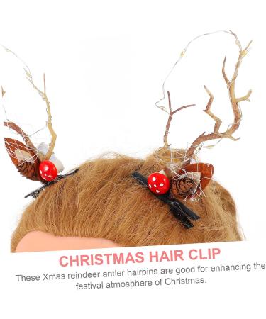 FRCOLOR 2 Pairs Luminous Antler Hair Clip dresses summer outfits hair clips Party Cosplay Hair Barrettes light reindeer hair clips Xmas Reindeer Antlers Hairpins headband - Buy Online on GoSupps.com