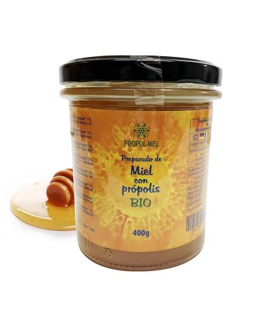 Honey with organic propolis x 400 gr. Propolis with floral aroma. Bee honey with a thousand flowers with propolis that improves defenses and has protective properties.