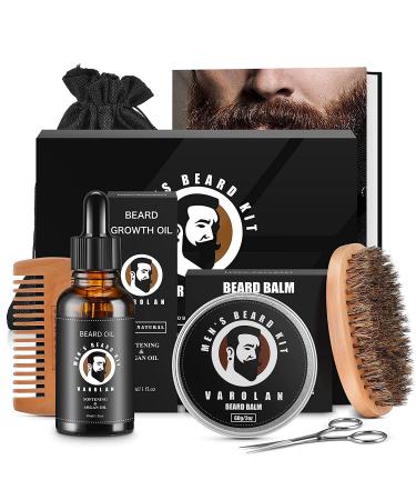Men's Gift Kit  Beard Grooming Kit for Men  Beard Growth Oil  Beard Balm  Beard Brush  Comb  Scissor  Storage Bag  E-Book  Beard Care & Trimming Set - Mustache Gifts for Him Dad Boyfriend Birthday Beard Care Kit