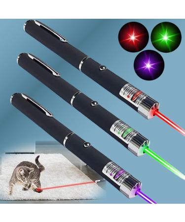 3 Pack Green Red Purple Light Interactive Cat Toys for Indoor Cats Dogs Pet Pointer Toys, Indoor Tease Cat Playing Training Chaser Interactive Pet Toys for Indoor Cats Dogs Pets Light Pointer Toys 3 PCS Laser Pointer for Cats