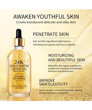 24K Gold Serum - Anti-Aging & Anti-Wrinkle Face Moisturizer | Gold Niacinamide Liquid for Beautiful Skin | 30ml - International Shipping Available - Buy Online on GoSupps.com