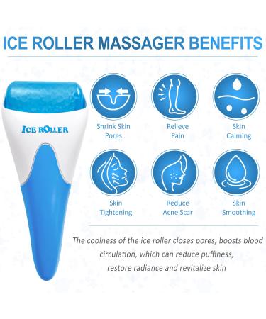 Face and Eye Silicone Ice Roller Set - Cryotherapy Skin Care for Puffy Eyes, Migraine Relief & Sunburn - Stainless Steel Head - Blue - Buy Online on GoSupps.com