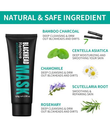 Blackhead Remover Mask - Charcoal Peel Off Face Mask for Oily Skin | Pore Cleaner & Skin Care Kit for Men & Women - 120g - Buy Online on GoSupps.com