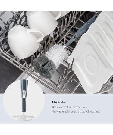 Reer 2in1 Bottle and Teat Brush | Efficient Bottle Cleaning Tool in Grey | International Shipping Available - Buy Online on GoSupps.com